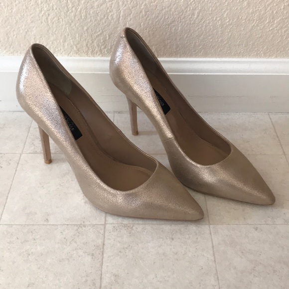 White House Black Market Shoes - Gold pointy-toe heels